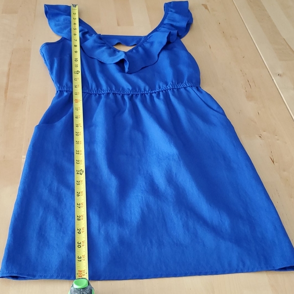 Kirra Blue Ruffle V-Neck Dress with Pockets - Picture 9 of 12